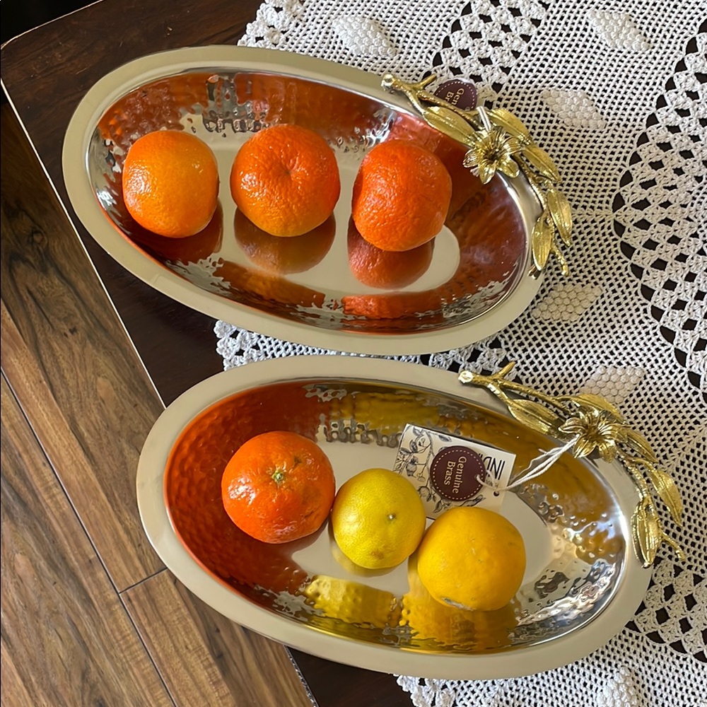 Gold and Silver Oval Serving Trays